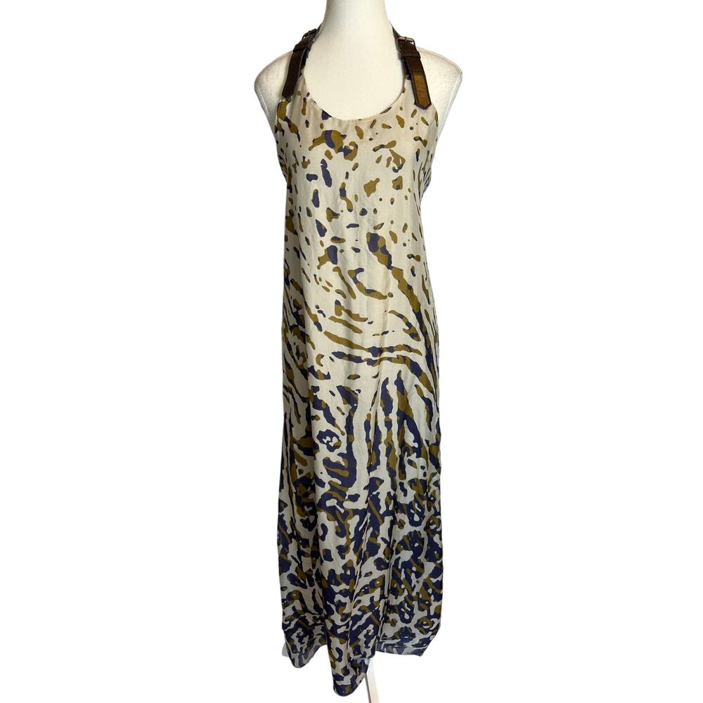 Single | 100% Silk Watercolor Maxi Belted Neck Strap | Made in USA | XS